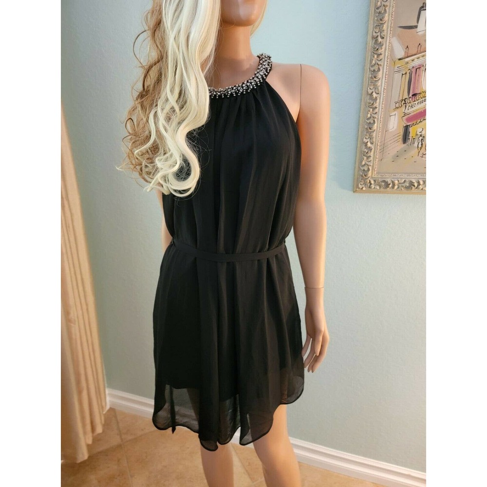 Grifflin Paris France LBD rhinestones dress party S cute little black dress